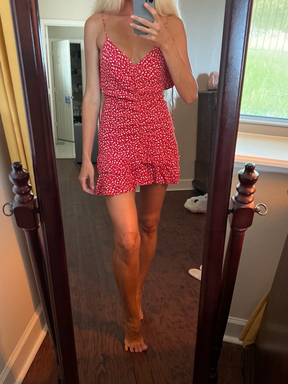 Zara Red Strapless Floral Romper Dress